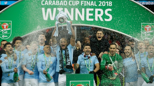Manchester City Celebrates Carabao Cup title