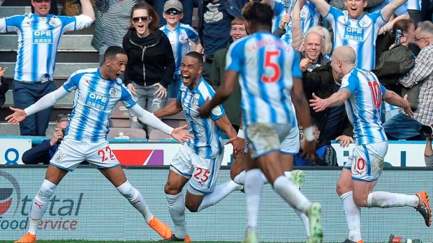 Tom Ince, Huddersfield celebrate, The Canadian Press Tom Ince, Huddersfield celebrate