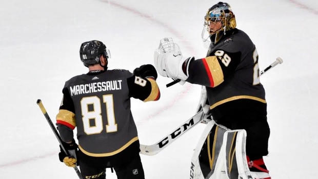 Marchessault and Fleury celebrate