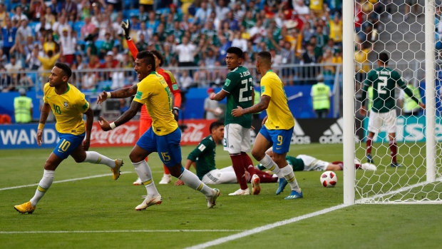 Neymar, Brazil celebrate, The Canadian Press Neymar, Brazil celebrate