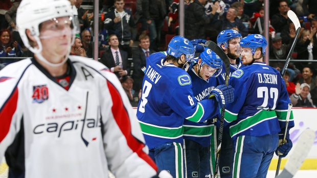 Vancouver Canucks celebrate, Jeff Vinnick/NHLI via Getty Images Vancouver Canucks celebrate