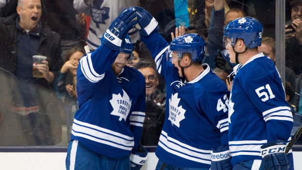 Bozak, Leafs celebrate, The Canadian Press Bozak, Leafs celebrate