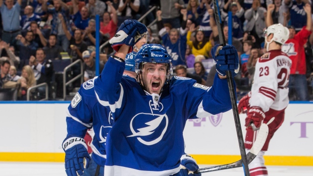 Nikita Kucherov celebrates, Scott Audette/National Hockey League/Getty Images Nikita Kucherov celebrates