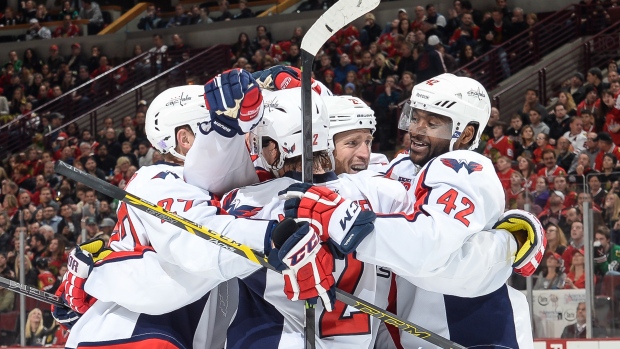 Capitals celebrate, Bill Smith/National Hockey League/Getty Images Capitals celebrate