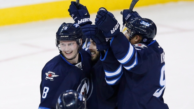 Jacob Trouba Mathieu Perreault Evander Kane, The Canadian Press Jacob Trouba Mathieu Perreault Evander Kane