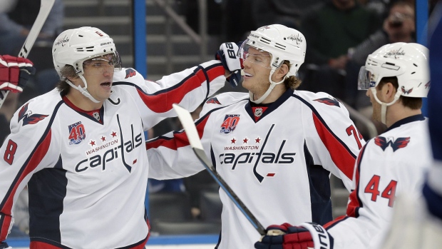 Ovechkin, Carlson celebrate, The Canadian Press Ovechkin, Carlson celebrate