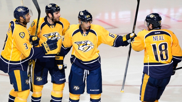 Nashville Predators Celebrate, The Canadian Pres Nashville Predators Celebrate