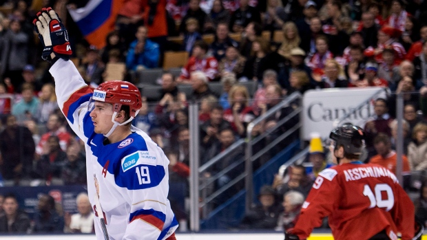 Pavel Buchnevich celebrates