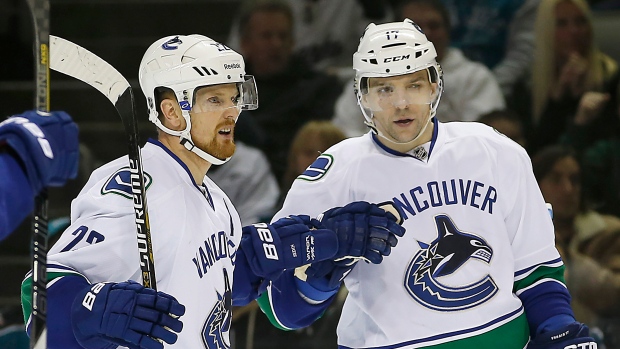 Vrbata and Sedin celebrate