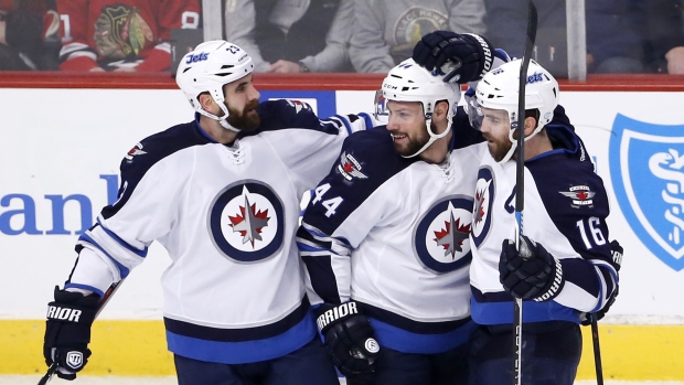 Jets celebrate, The Canadian Press Jets celebrate