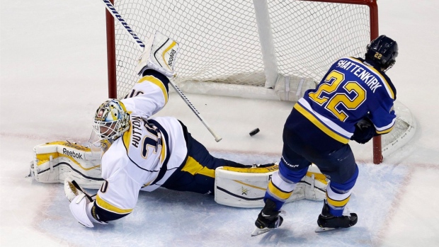 Shattenkirk scores winner in shootout to lift Blues to win over Predators , The Canadian Press Shattenkirk scores winner in shootout to lift Blues to win over Predators