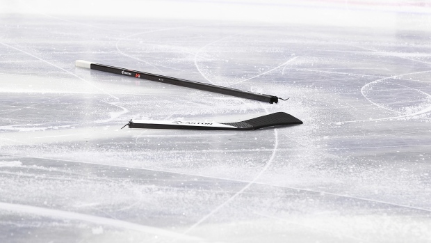 Broken hockey stick, Jeff Vinnick/NHLI via Getty Images Broken hockey stick