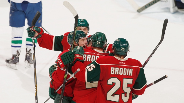 Wild celebrate, Bruce Kluckhohn/National Hockey League/Getty Images Wild celebrate