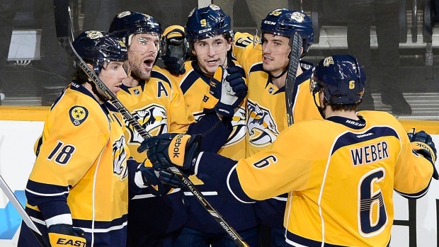 Nashville Predators Celebrate, The Canadian Press Nashville Predators Celebrate