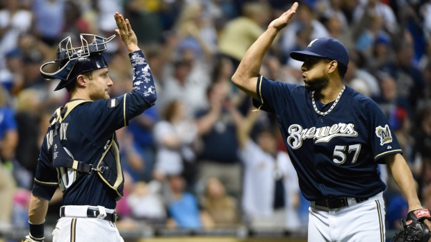 Brewers celebrate, The Canadian Press Brewers celebrate