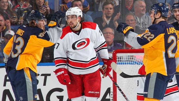Tyler Ennis Johan Larsson, Bill Wippert/National Hockey League/Getty Images Tyler Ennis Johan Larsson