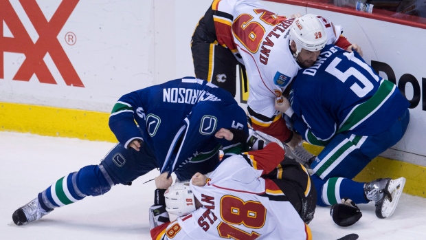 Canucks, Flames brawl