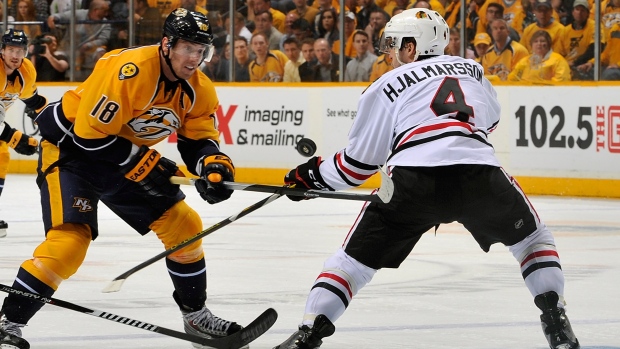 James Neal Niklas Hjalmarsson, Frederick Breedon/Getty Images James Neal Niklas Hjalmarsson
