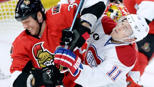 Senators Marc Methot Canadiens Brendan Gallagher , The Canadian Press Senators Marc Methot Canadiens Brendan Gallagher