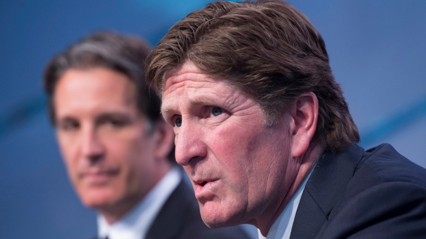 Maple Leafs Mike Babcock Brendan Shanahan, CP Maple Leafs Mike Babcock Brendan Shanahan
