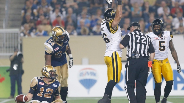 Tiger-Cats Hasan Hazime Blue Bombers Brian Brohm, CP Tiger-Cats Hasan Hazime Blue Bombers Brian Brohm