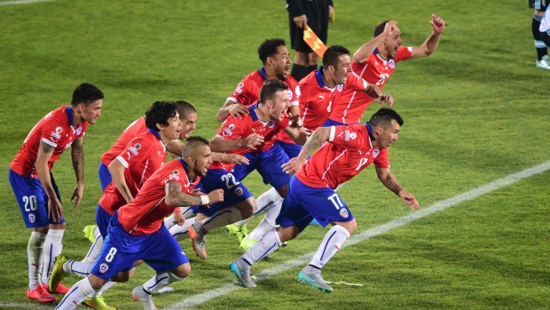 Chilean players celebrate