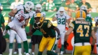 Photo: CP, License: N/A, Created: 2015:07:30 19:49:51 Weston Dressler Roughriders Eskimos Patrick Watkins