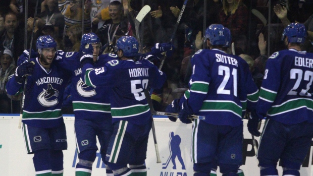 Canucks celebrate, CP Canucks celebrate