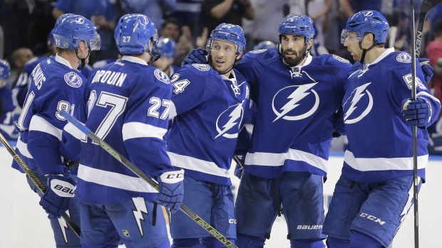 Lightning celebrate, The Canadian Press Lightning celebrate