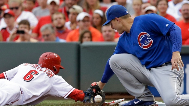 RF Bruce moves to 1B and commits error, then homers to help Reds rally for 9-3 win over Cubs Article Image 0