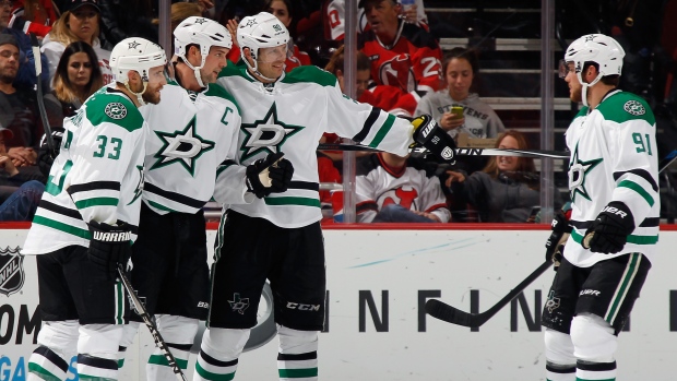 Alex Goligoski, Jamie Benn, Jason Spezza, and Tyler Seguin