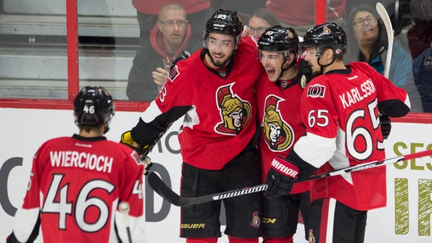 Senators celebrate, The Canadian Press Senators celebrate