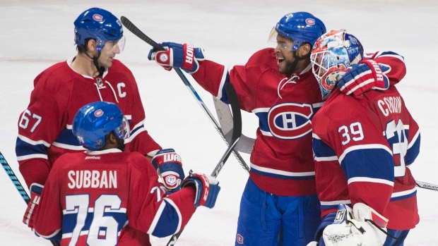 Montreal Canadiens celebrate, The Canadian Press Montreal Canadiens celebrate
