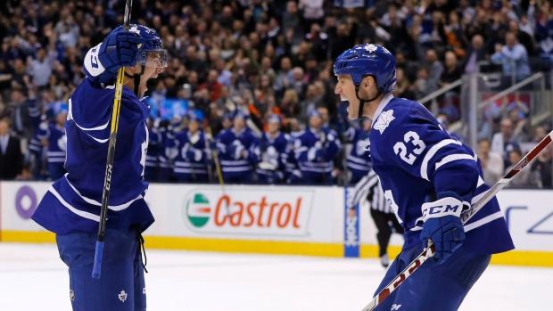 Carrick and Laich celebrate