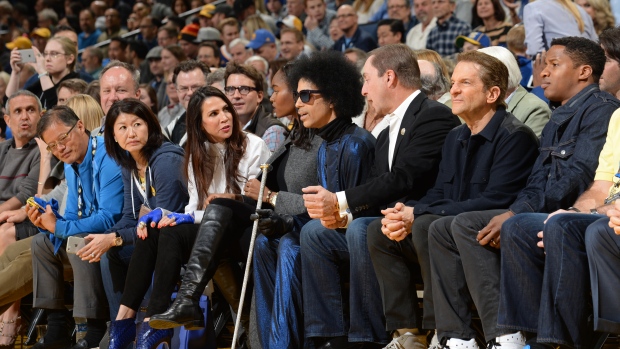 Prince courtside at a Warriors game in March