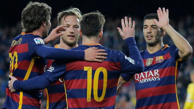 Barcelona players celebrate