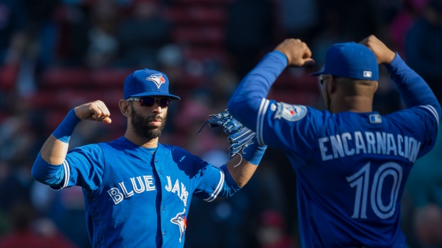 Jose Bautista and Edwin Encarnacion, Michael Ivins/Boston Red Sox/Getty Images Jose Bautista and Edwin Encarnacion
