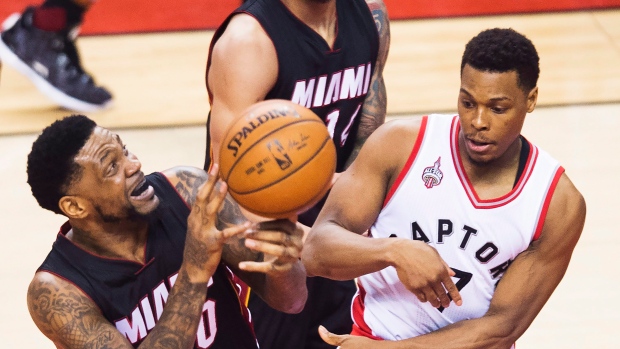 Udonis Haslem and Kyle Lowry, The Canadian Press Udonis Haslem and Kyle Lowry
