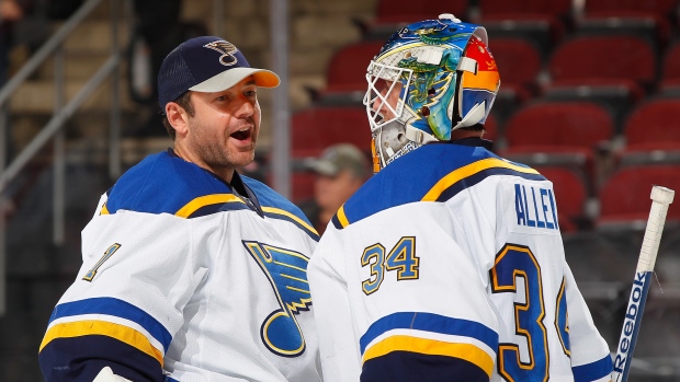 Brian Elliott and Jake Allen, Andy Marlin/NHLI via Getty Images Brian Elliott and Jake Allen