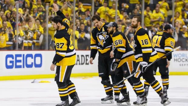 Penguins celebrate, Scott Audette/NHLI via Getty Images Penguins celebrate