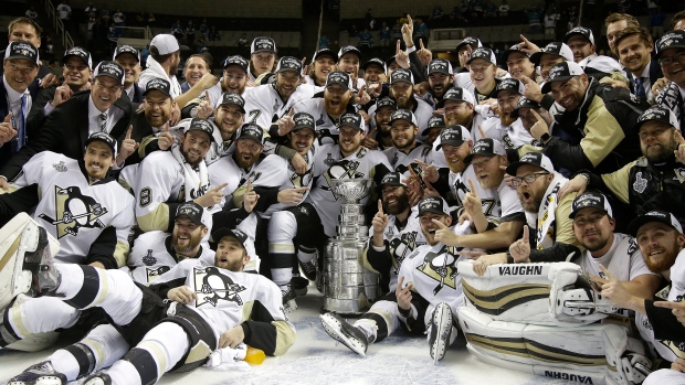 Penguins celebrate , The Canadian Press Penguins celebrate