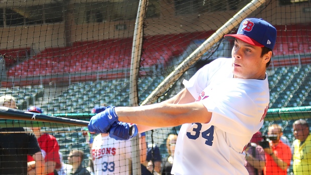 Auston Matthews takes BP with the Buffalo Bisons