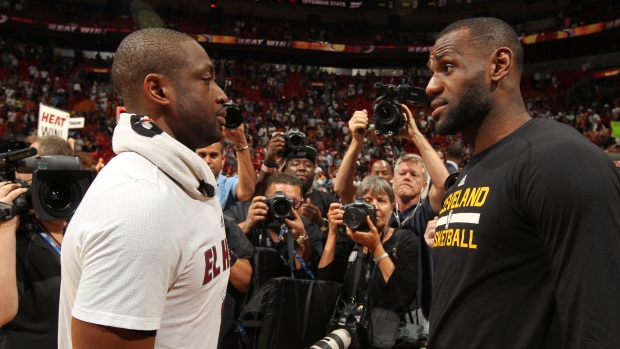 Dwyane Wade and LeBron James, Issac Baldizon/National Basketball Association/Getty Images Dwyane Wade and LeBron James