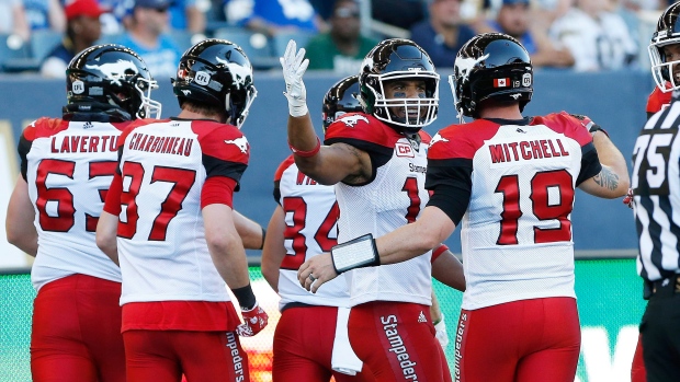 Stampeders celebrate, The Canadian Press Stampeders celebrate