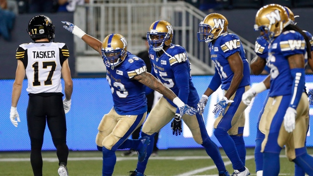 Blue Bombers celebrate, The Canadian Press Blue Bombers celebrate