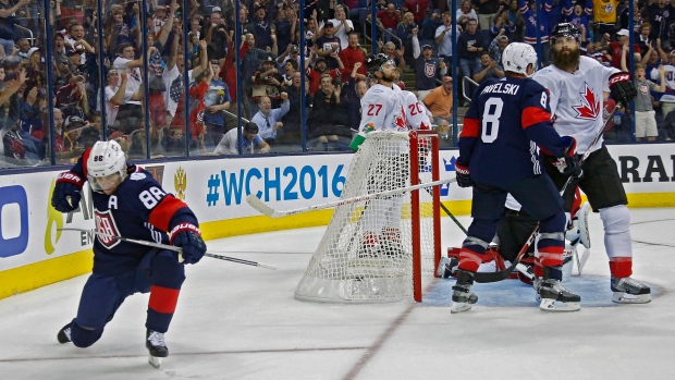 Patrick Kane scored as USA beat Canada., The Canadian Press Patrick Kane scored as USA beat Canada.