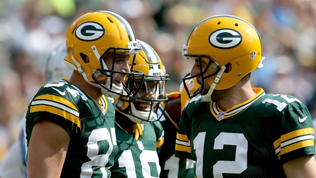 Jordy Nelson and Aaron Rodgers, Dylan Buell/Getty Images Jordy Nelson and Aaron Rodgers