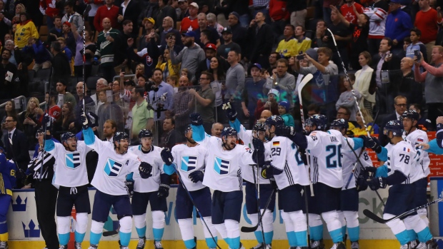 Team Europe celebrates, Bruce Bennett/Getty Images Team Europe celebrates