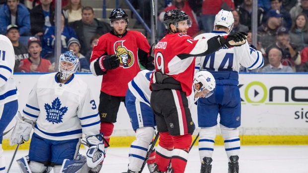 Brassard celebrates vs. Leafs