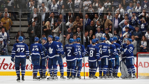 Maple Leafs celebrate, Mark Blinch/National Hockey League/Getty Images Maple Leafs celebrate